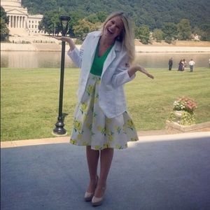 White midi skirt with lemon print